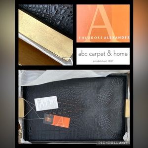 ABC CARPET&HOME x THEODORE ALEXANDER Black Alligator Tray Brass Table Decor NEW